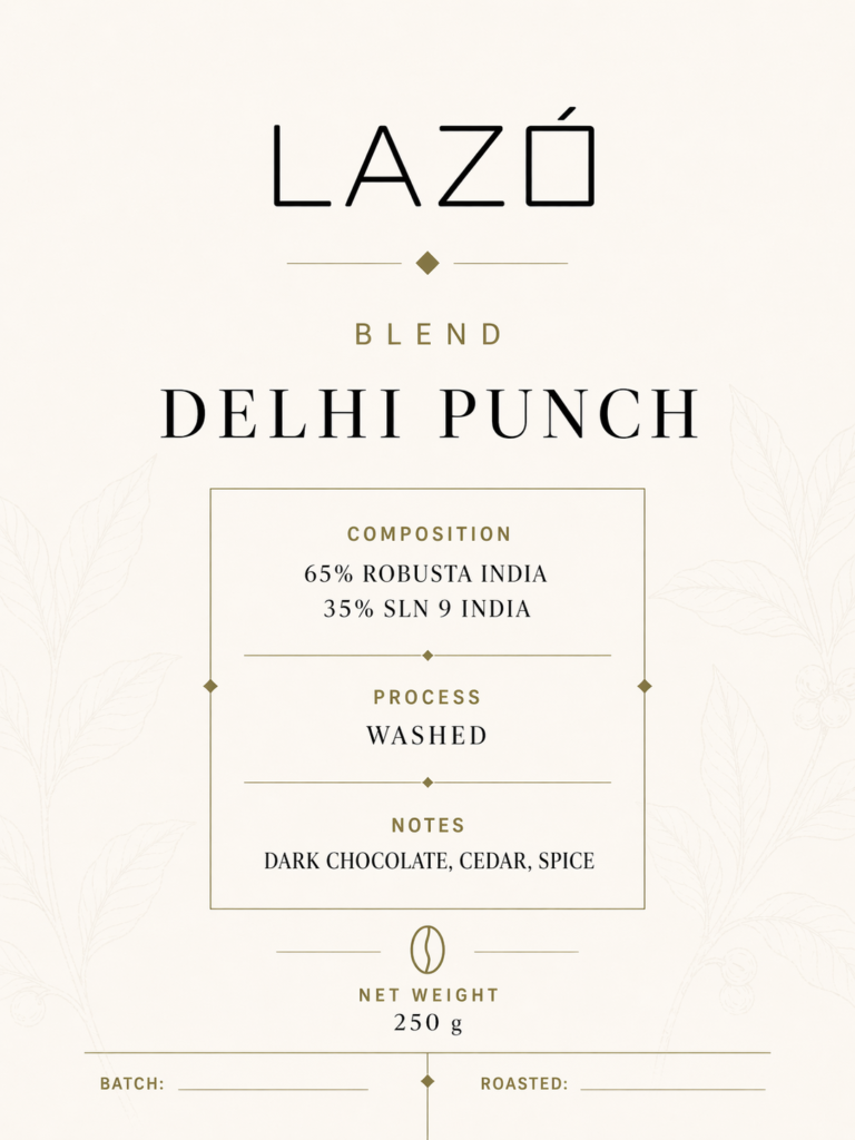 India Delhi Punch Blend coffee bag by LAZÓ Roastery