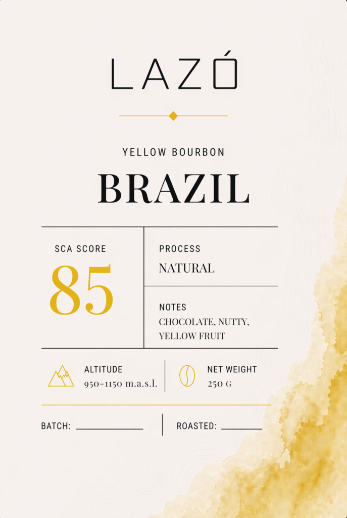 Brazil Yellow Bourbon natural coffee bag by LAZÓ Roastery
